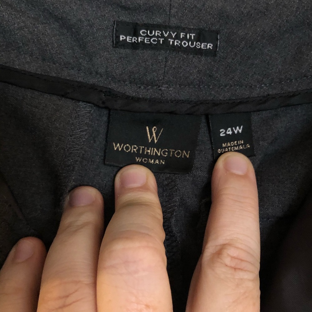 24W Worthington Plus Size Curvy Trouser in Gray